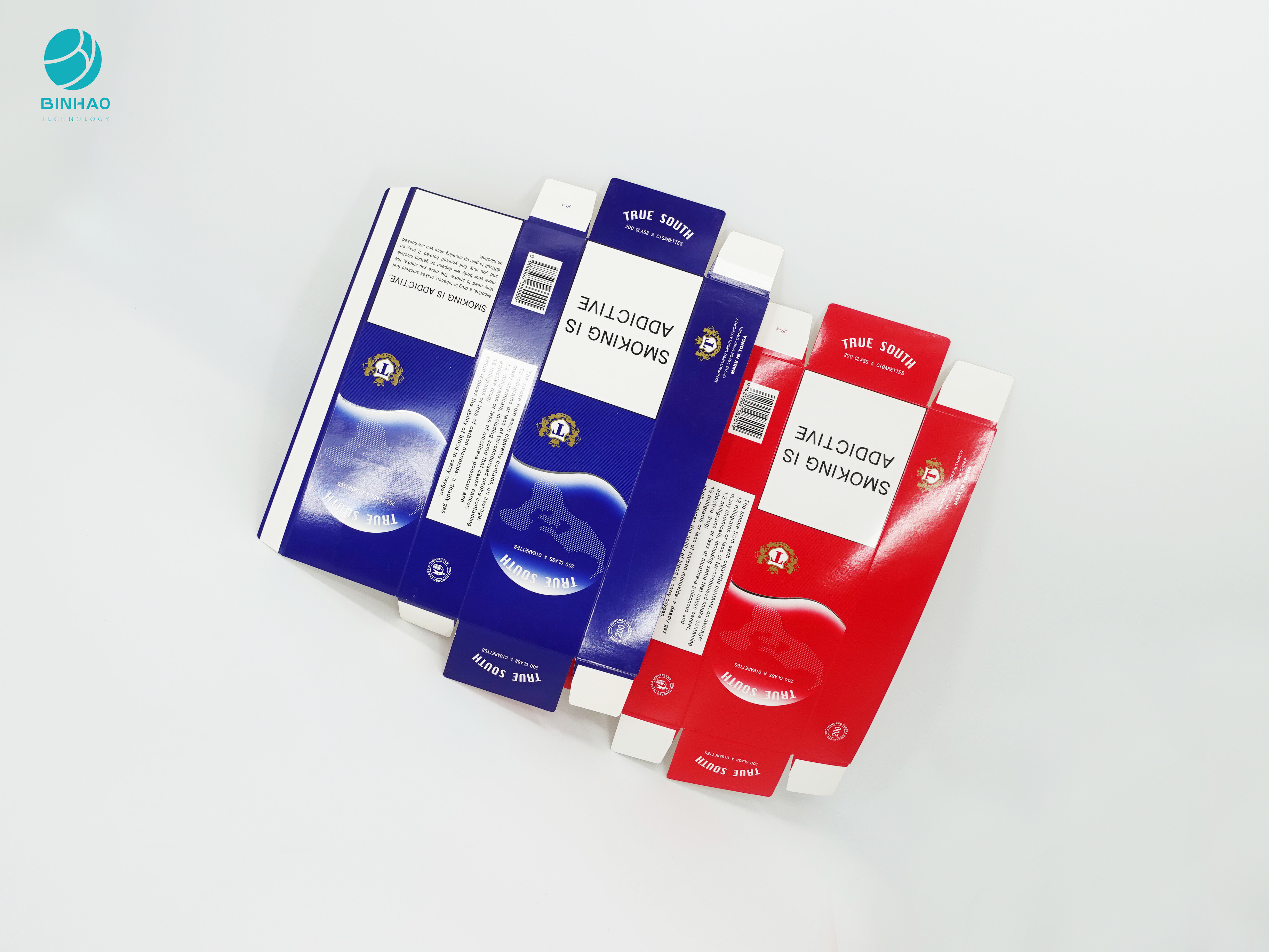 Blue Red Series Design กล่องกระดาษแข็งแบบใช้แล้วทิ้งที่ทนทานสำหรับบรรจุภัณฑ์บุหรี่